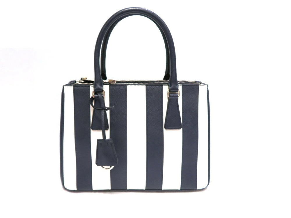 Prada handbag Saffiano Galleria bag Navy Blue white calfskin